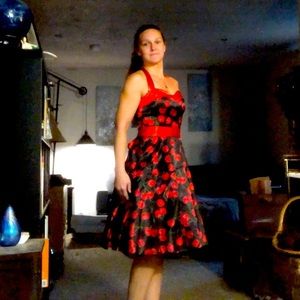 Rockabilly cocktail dress, satin, medium NWT